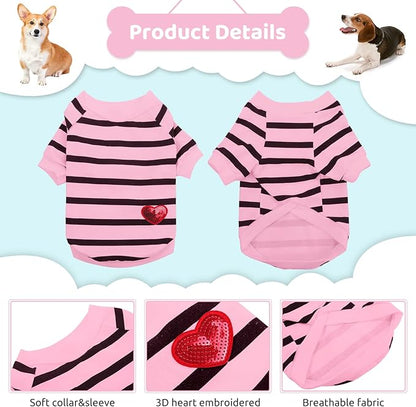 Pet Dog Striped T-Shirt Dogs Cats Cotton Vest Spring Summer Pet Apparel Tee - Image 2