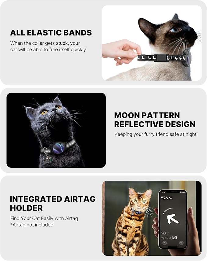 Cat Collar with Airtag Holder, Breakaway Airtag Cat Collar - Image 2