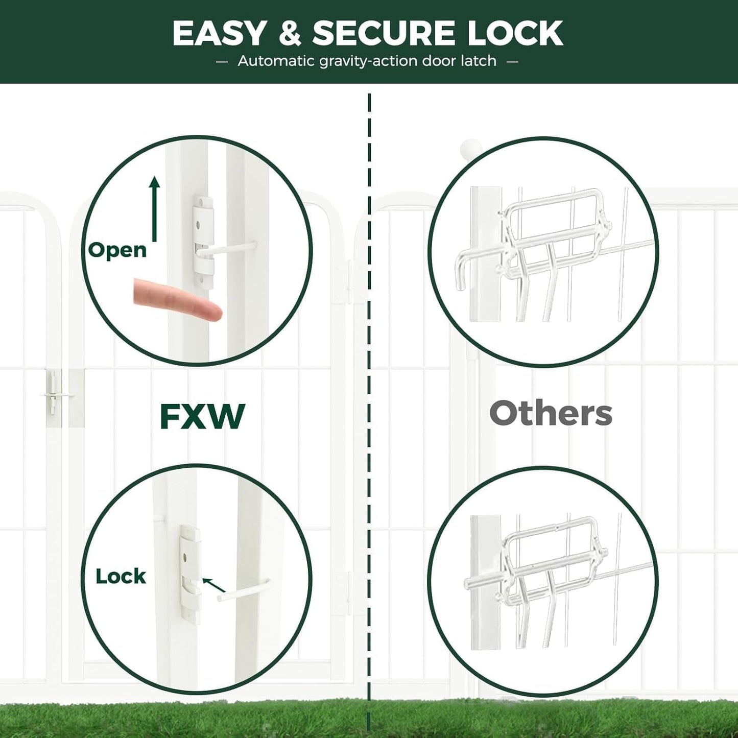 FXW Rollick Unleashed Dog Playpen for Indoor, Yard, RV Camping, 45 inch 8 Panels for Large Dogs, White│Patented