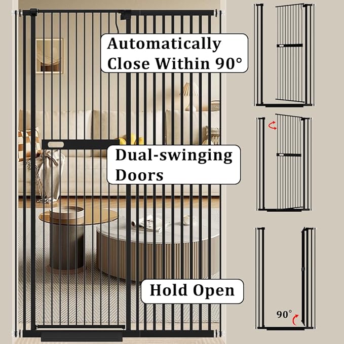WAOWAO 71" Extra Tall Cat Pet Gate 29.92-61.42" Wide Pressure Mounted Walk - Image 4