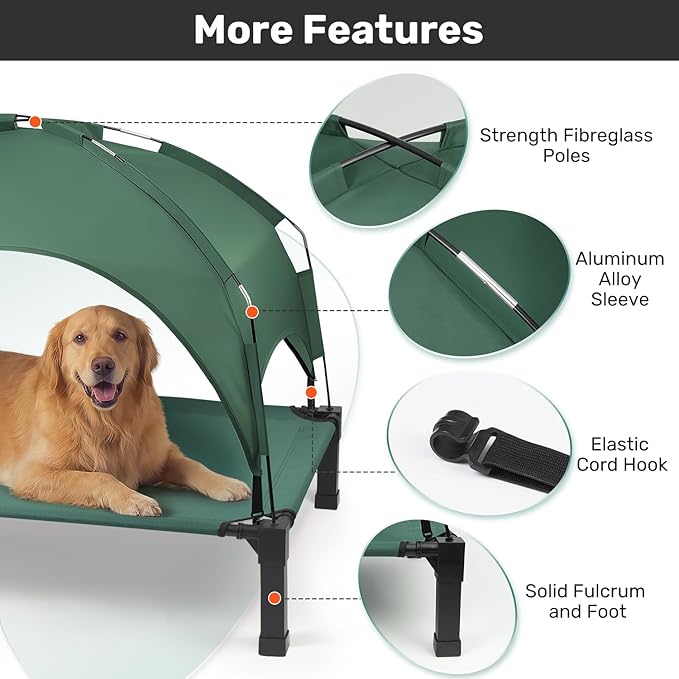 Heeyoo Elevated Dog Bed with Removable Canopy, Portable Dog Cot with Sun - Image 5