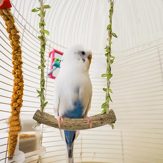 Natural Wood Bird Swing Perch - Image 7