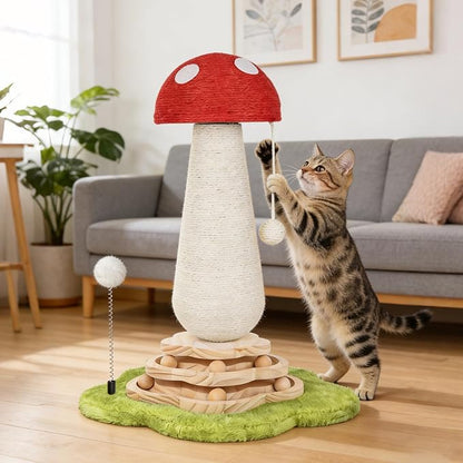 Mushroom Cat Scratching Post Cat Tree, Cute Cat Scratcher Tower - Image 7