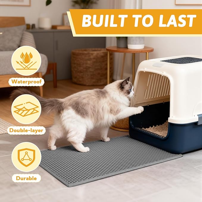 Pieviev Cat Litter Mat Double Layer Waterproof Urine Proof Trapping Mat 1 Pack) - Image 7