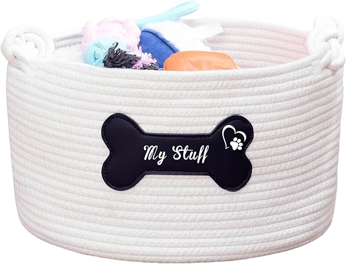 JUPPE Pet Dog Basket with Personalized Name, Dog Toys Storage Organizer Custom - Image 6