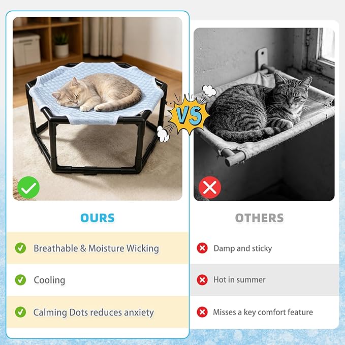 Elevated Cat Cooling Hammock Bed, Hexagonal Raised Cat Cot - Image 7