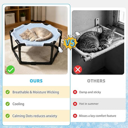 Elevated Cat Cooling Hammock Bed, Hexagonal Raised Cat Cot - Image 7