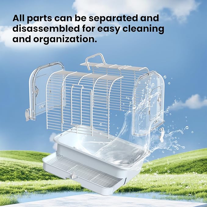 Travel Bird Carrier Cage, Transparent Parakeet Cage, Small Portable Bird Cage - Image 7