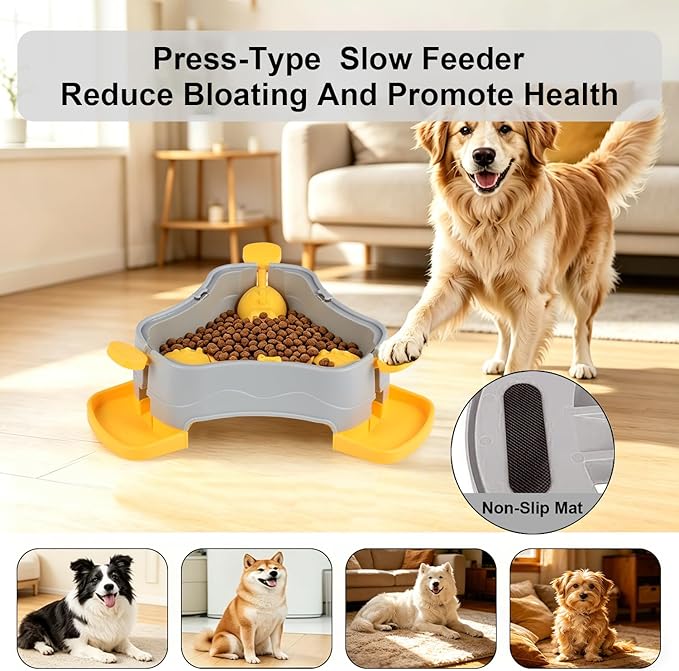 Dog Cat Treat Dispenser Slow Feeder Toy, 3-in-1 Interactive Dog Puzzle Press - Image 2