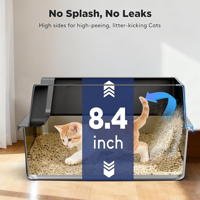 FURTIME 2 Pack Stainless Steel Cat Litter Box - Image 2
