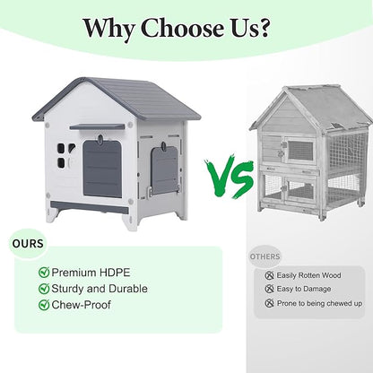 Rabbit Hutch Outdoor Indoor Plastic Waterproof Bunny Cage Enclosure Chew-Proof - Image 2