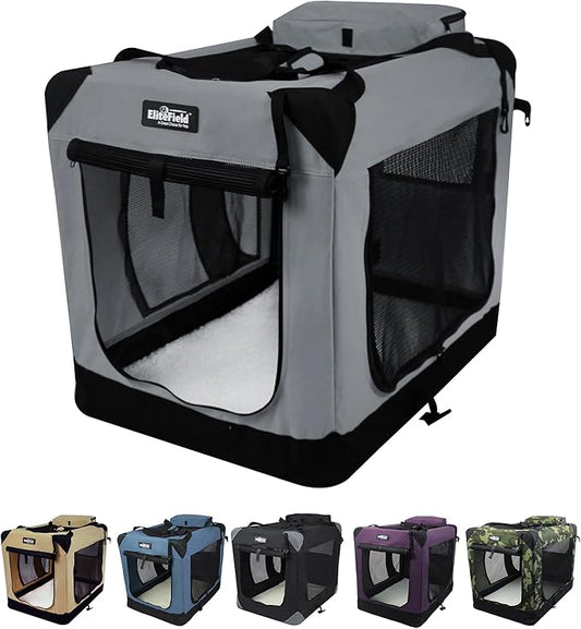 EliteField 3-Door Folding Soft Dog Crate by EliteField