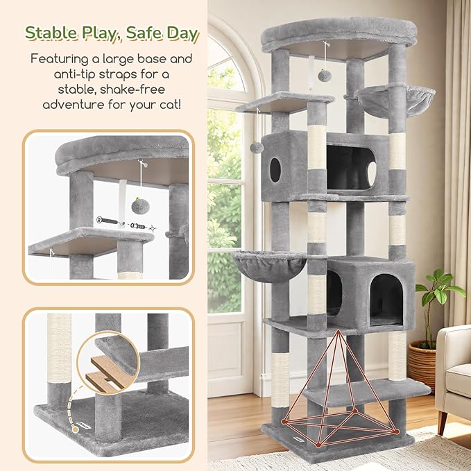 Globlazer Heavy Duty Cat Tree, 74in Sturdy Cat Tower - Image 5