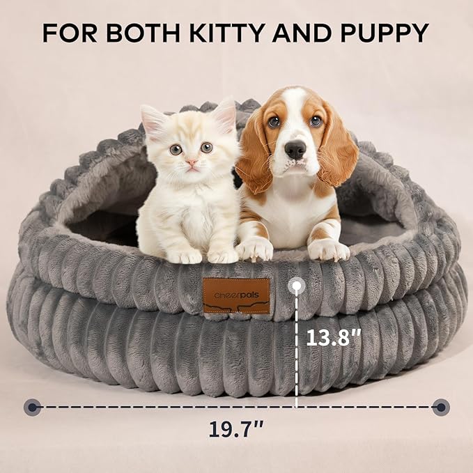 CHEERPALS Cat Cave Bed for Indoor Cats, Washable Covered Cat Bed Hooded Kitty - Image 5
