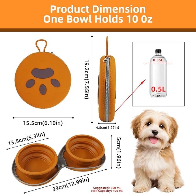 Zegcohjave Collapsible Dog Bowls, Travel Dog Bowl, Dog Water Bowl, Cat Bowl - Image 2