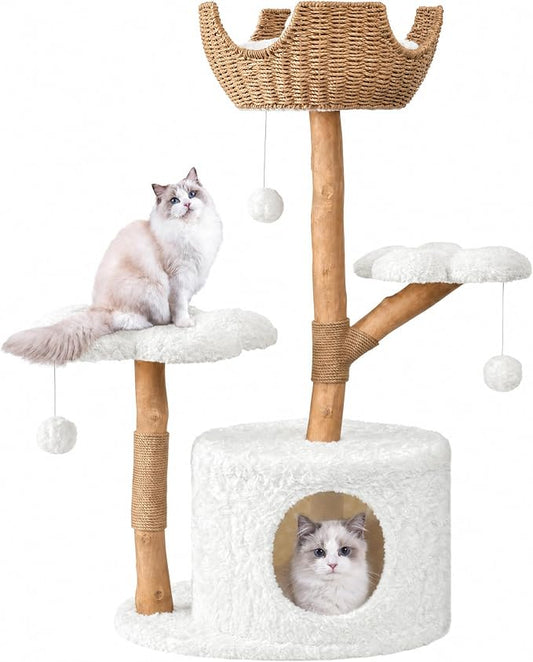 Easyego Modern Cat Tree, 40.5" Aesthetic Wood Cat Tree Tower by Easyego