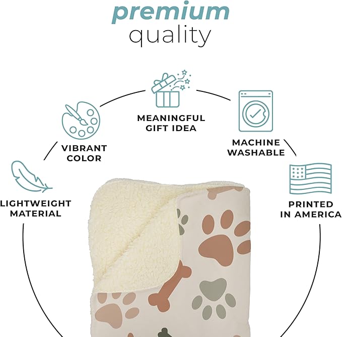 Cream Paw Print Plush Pet Lightweight Blanket - Image 5