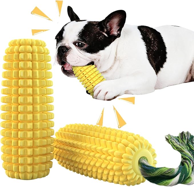 Dog Chew Toys for Aggressive Chewers, Corn Interactive Squeaky Dog Toys for by Mloowa