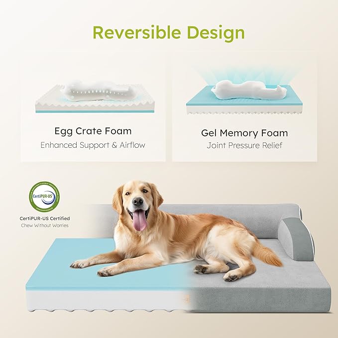 CWAWZ Large Orthopedic Dog Bed, Pet Bed Large Size Dog, Dual-Sided Cooling Beds - Image 3