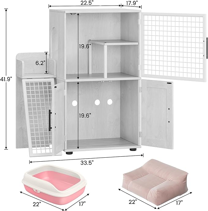 Garvee Dog Proof Cat Feeding Station, Cat Litter Box Enclosure Furniture - Image 6