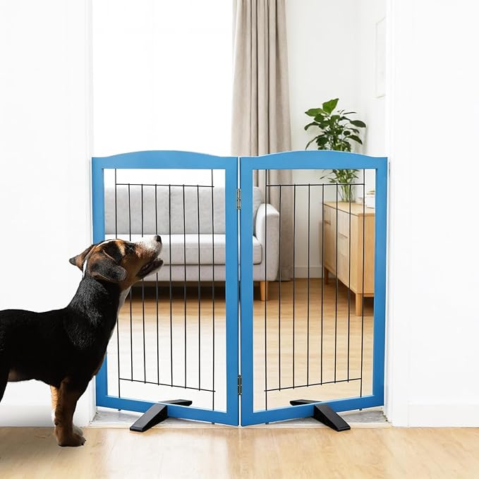 ZJSF Freestanding Dog Fence Indoor, Foldable Dog Gate by ZJSF