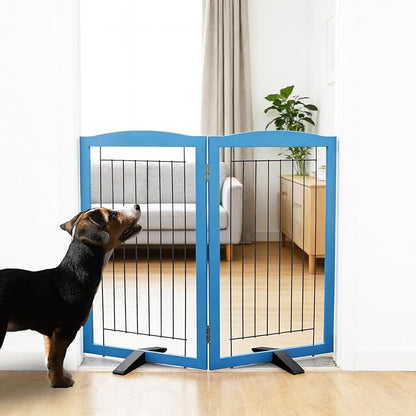 ZJSF Freestanding Dog Fence Indoor, Foldable Dog Gate by ZJSF