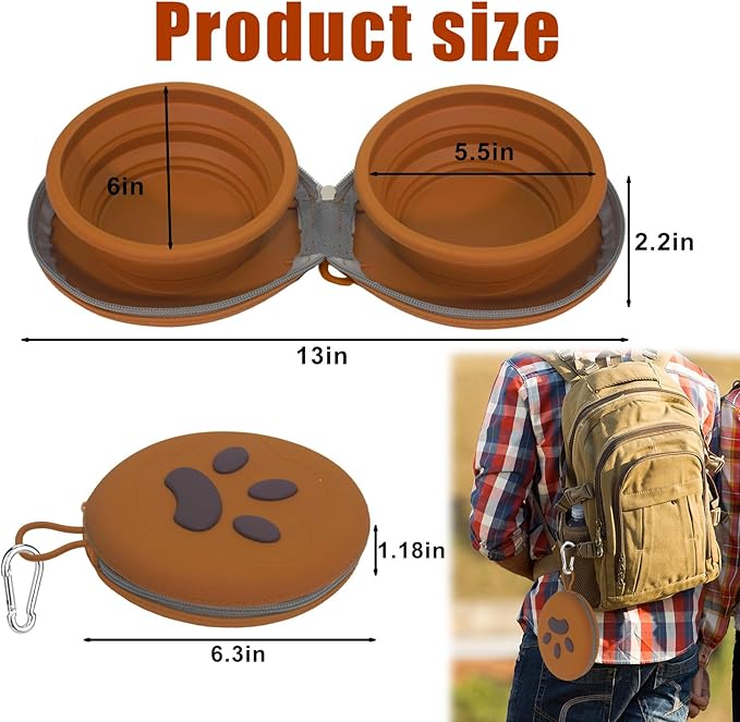 Collapsible Dog Bowls, 2-in-1 Silicone Pet Food and Water Bowl - Image 5