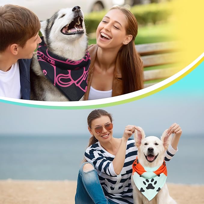 Huhumy 100 Pcs Paw Dog Bandanas Bulk Paw XL Pet Bandanas Colorful Triangle Pet - Image 6