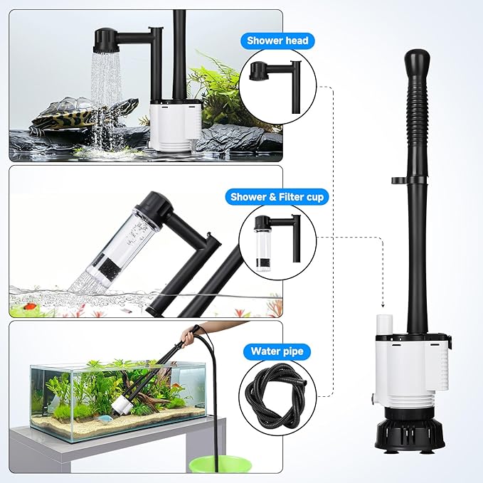 AQQA Electric Aquarium Gravel Cleaner, 8-in-1 Fish Tank Vacuum, Water Changer - Image 4
