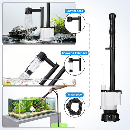 AQQA Electric Aquarium Gravel Cleaner, 8-in-1 Fish Tank Vacuum, Water Changer - Image 4