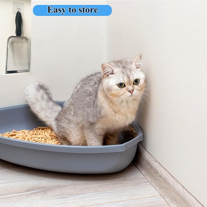 Cat Litter Scoop, Stainless Steel Cats Sturdy Mesh Scooper Kitty Metal Scooper - Image 5