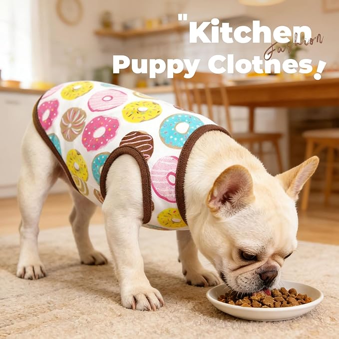 PETCARE Cartoon Dog Shirts for Small Dogs Cute Dog Clothes Brown Donut Tshirt - Image 5