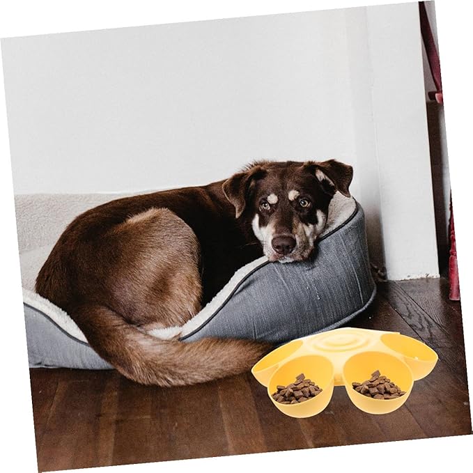 VOSAREA 2pcs Flower Petal Pet Feeding Bowls Multi-Compartment Reusable Plastic - Image 4