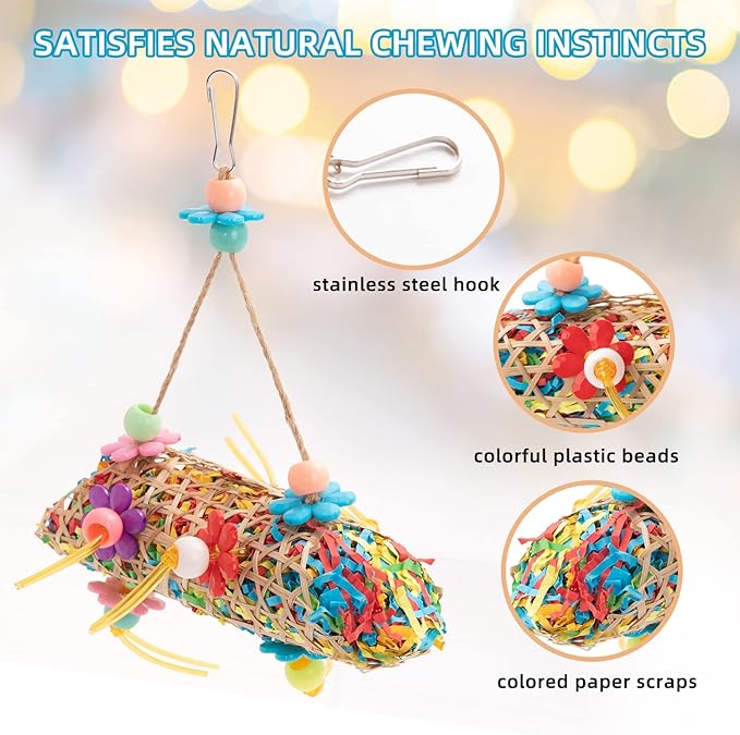 RLRICH 6 Pack Bird Colorful Chewing Toys Parrot Foraging Shredder Toys Shred - Image 8