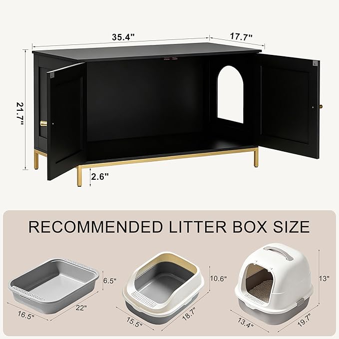 Homhedy 35.4" L Cat Litter Box Enclosure, Cat Washroom Furniture - Image 3