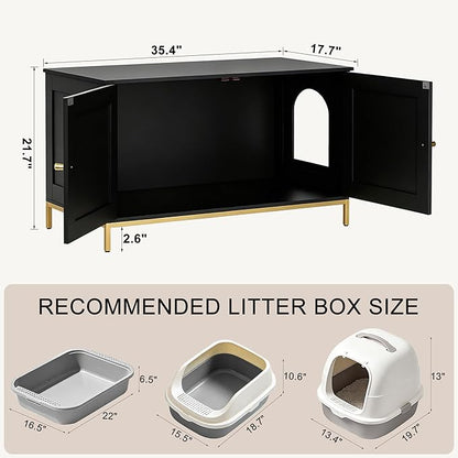 Homhedy 35.4" L Cat Litter Box Enclosure, Cat Washroom Furniture - Image 3