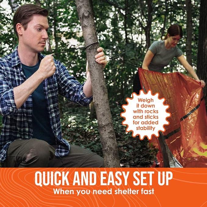 Go Time Gear Survival Life Tent • 2 Person Mylar Emergency Shelter Tube Tent + - Image 5