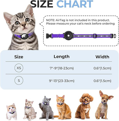 Breakaway AirTag Cat Collar, Reflective Cat Tracker Collar - Image 6
