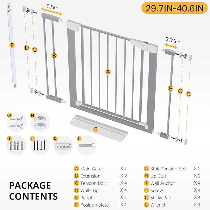 Cumbor 29.7-40.6" Baby Gate for Stairs, Mom's Choice Awards Winner-Dog Gates - Image 9