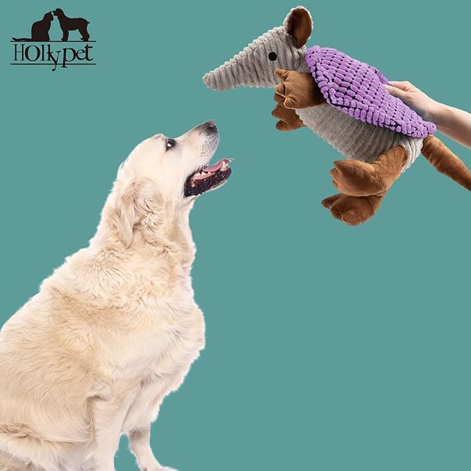 Hollypet Plush Dog Squeaky Toy Stuffed Armadillo Animal Pet Puppy Chew Toys - Image 5