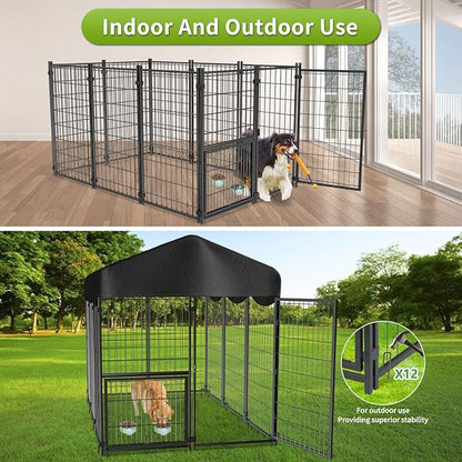 Dog Kennel Outdoor with Roof, 4x4.5x6.2FT Large Heavy Duty Outside Dog Enclosure - Image 7