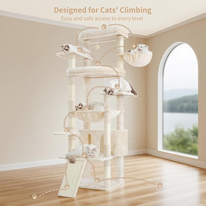 Heybly Tall Cat Tree for Large Cat, 80-inch Multi-Level Cat Tower for Indoor - Image 7