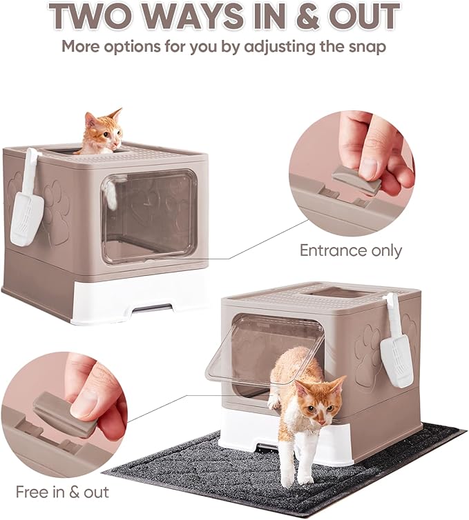 Medario Cat Litter Box with X-Large Litter Mat and Scoop, Large Covered Litter - Image 2