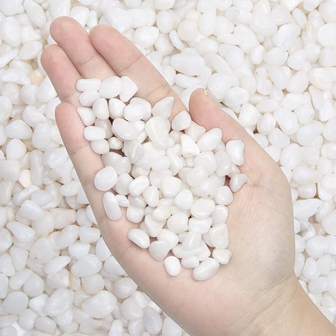 10 lb Natural Polished Decorative White Pebbles by OUPENG