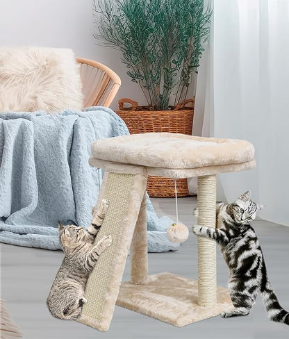 SYANDLVY Small Cat Tree with Scratching Post, Cat Scratching Board with Perch - Image 6
