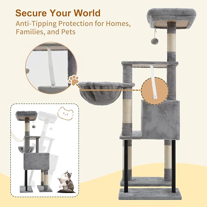 Heybly Cat Tree, 49.2 Inches Cat Tower - Image 5