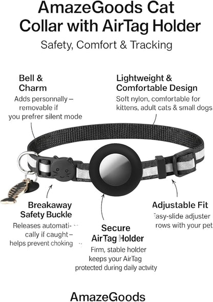 AirTag Cat Collar with AirTag Holder, Breakaway Reflective Cat Tracker Collar - Image 3