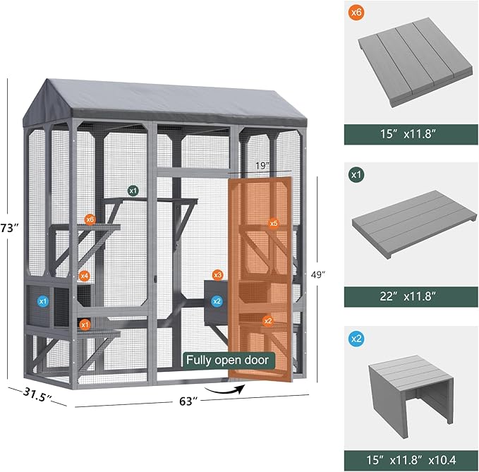 TIMHAKA 72 inch Catio Outdoor Cat Enclosure, Large Cat Catio - Image 5