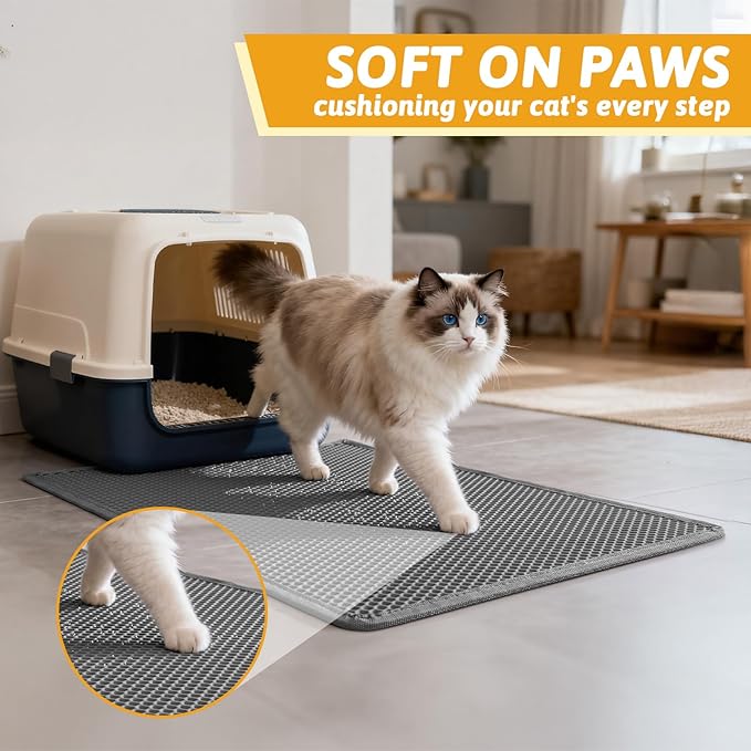 Pieviev Cat Litter Mat Double Layer Waterproof Urine Proof Trapping Mat 1 Pack) - Image 4