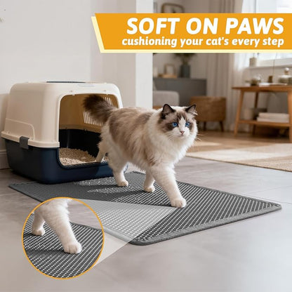 Pieviev Cat Litter Mat Double Layer Waterproof Urine Proof Trapping Mat 1 Pack) - Image 4